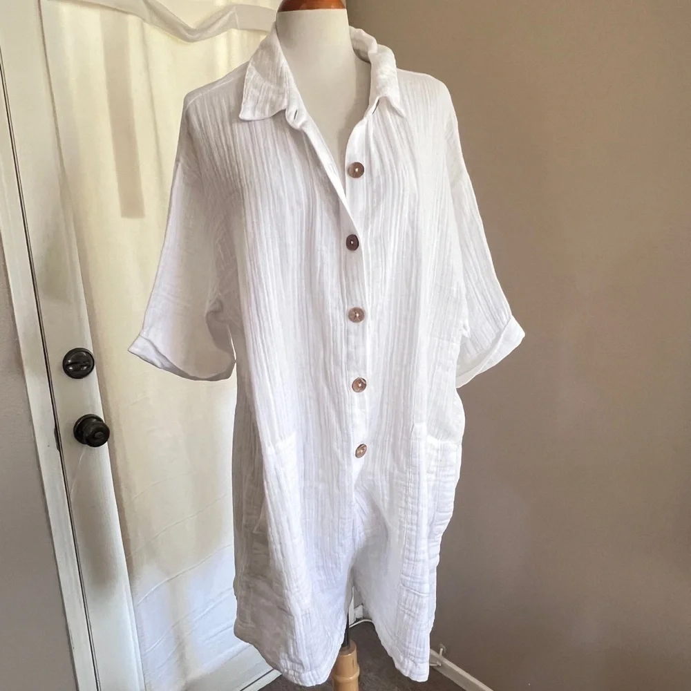 NWT Ripcurl Gauzy 100% Cotton Surf Cover Up/Romper/Jumpsuit - Picture 2 of 5